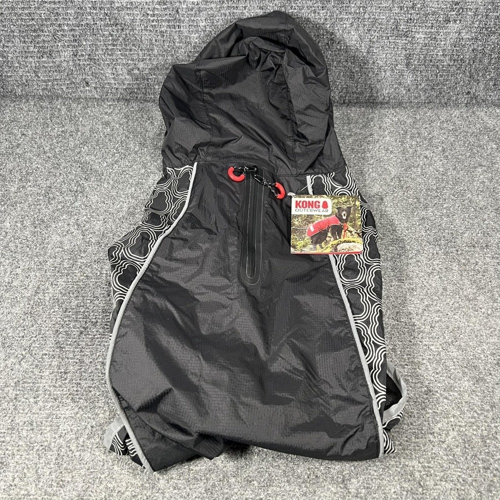 KONG Elements Dog Rain Coat Jacket Large L Black Warm Nylon Outerwear Reflective